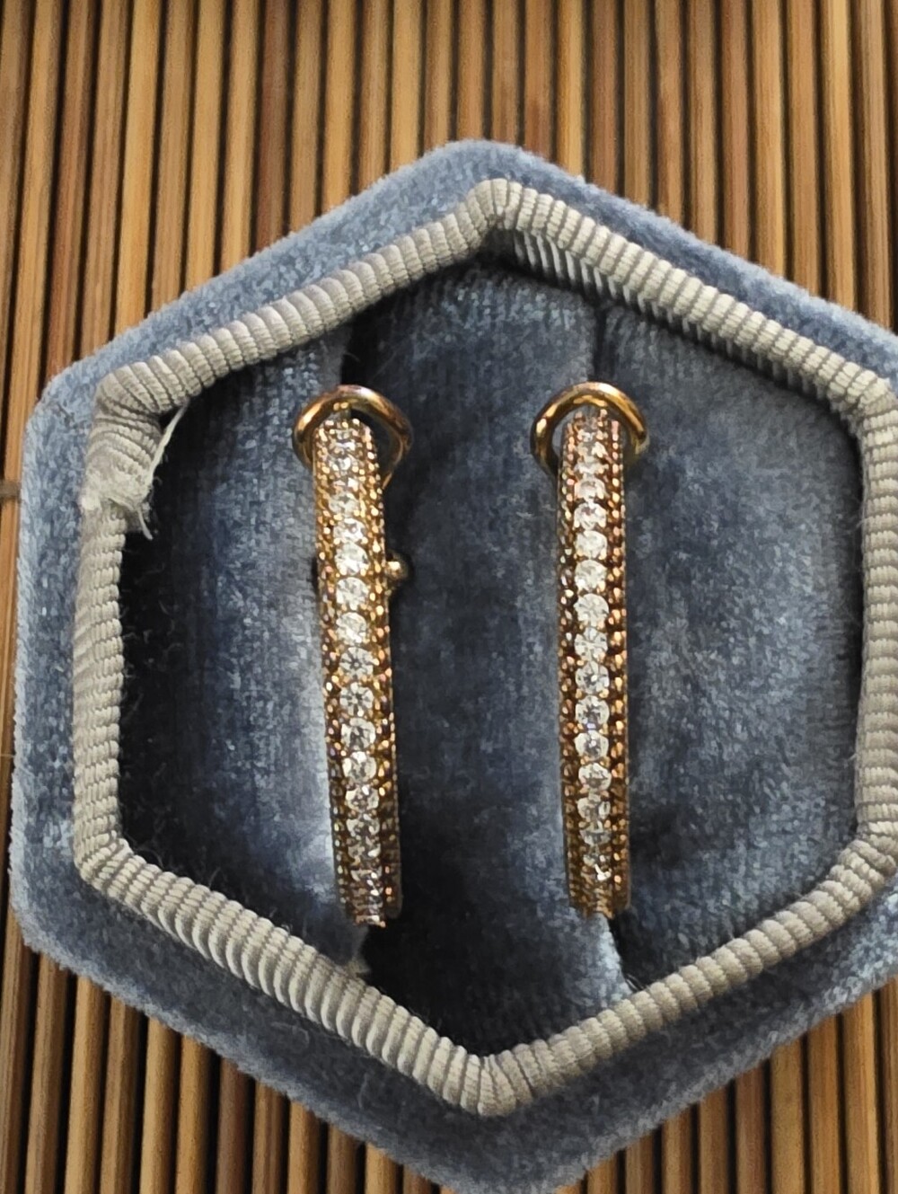 925 Silver CZ Judith Ripka Yellow Gold Hoop Earrings (Vintage)